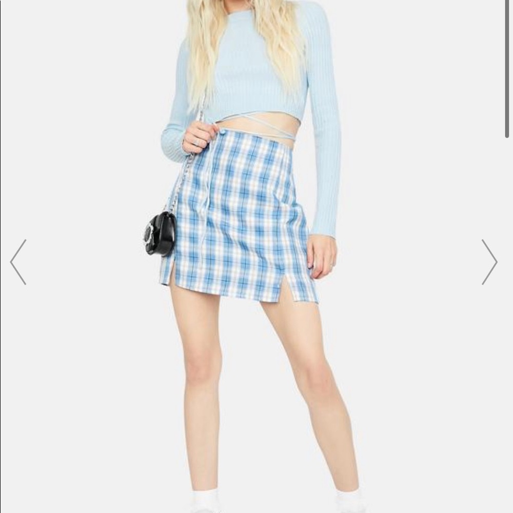 AQUA PLAYFUL IN PLAID MINI SKIRT